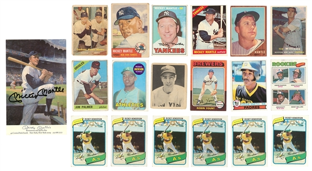 1950s-1970s Topps & Assorted Brands Hall of Fame & Stars Baseball CardCollection (350+) Featuring Mickey Mantle, Joe DiMaggio, Ted Williams & More! Including a Mickey Mantle Signed Postcard (JSA)